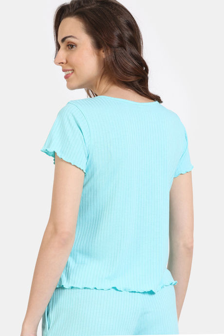 Zivame Venus Dreams Knit Poly Lifewear Top - Aruba Blue — image 4